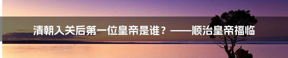 清朝入关后第一位皇帝是谁？——顺治皇帝福临