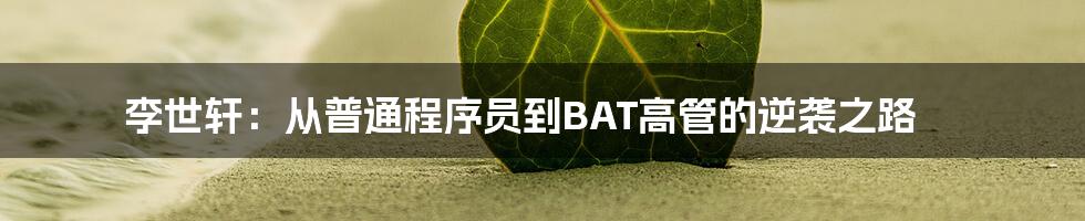 李世轩：从普通程序员到BAT高管的逆袭之路