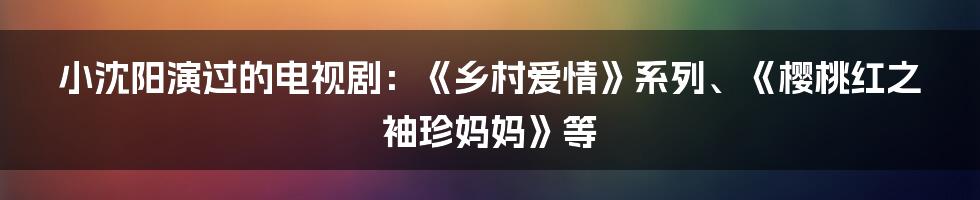 小沈阳演过的电视剧：《乡村爱情》系列、《樱桃红之袖珍妈妈》等