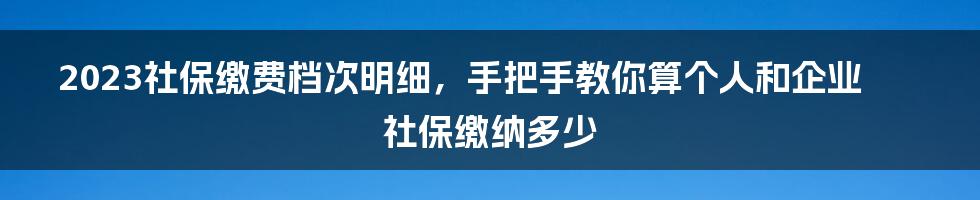 2023社保缴费档次明细，手把手教你算个人和企业社保缴纳多少