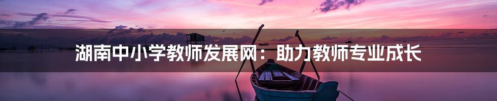 湖南中小学教师发展网：助力教师专业成长