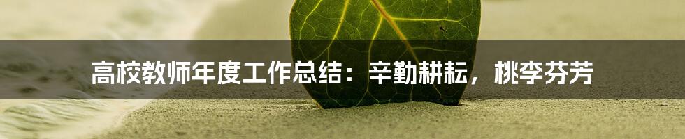 高校教师年度工作总结：辛勤耕耘，桃李芬芳