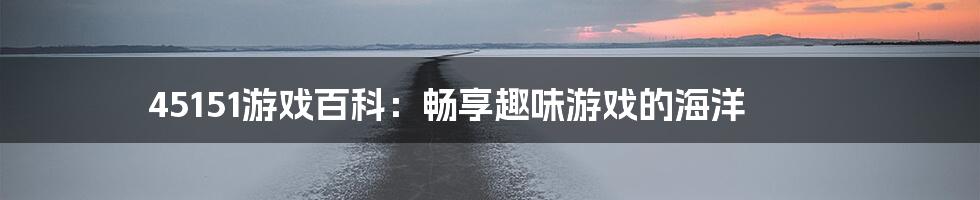 45151游戏百科：畅享趣味游戏的海洋