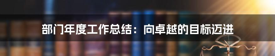 部门年度工作总结：向卓越的目标迈进