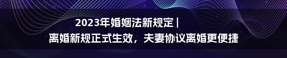 2023年婚姻法新规定 | 离婚新规正式生效，夫妻协议离婚更便捷