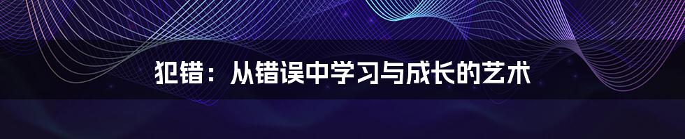 犯错：从错误中学习与成长的艺术