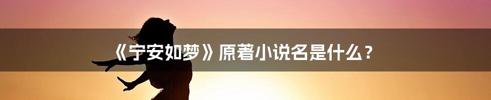 《宁安如梦》原著小说名是什么？