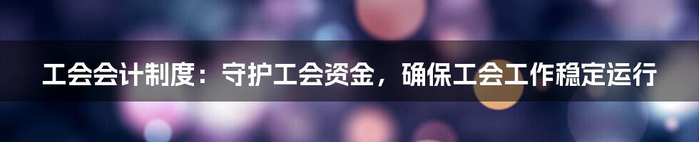 工会会计制度：守护工会资金，确保工会工作稳定运行