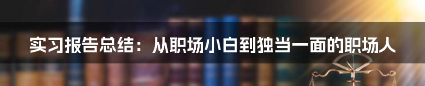 实习报告总结：从职场小白到独当一面的职场人