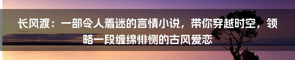 长风渡：一部令人着迷的言情小说，带你穿越时空，领略一段缠绵悱恻的古风爱恋