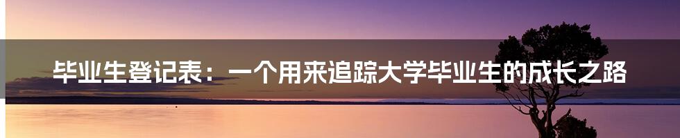 毕业生登记表：一个用来追踪大学毕业生的成长之路