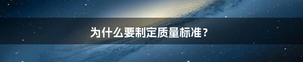 为什么要制定质量标准？