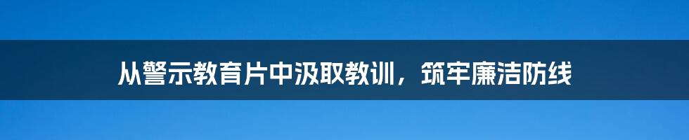 从警示教育片中汲取教训，筑牢廉洁防线