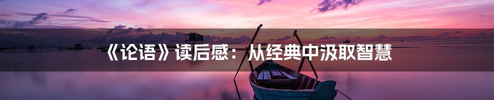 《论语》读后感：从经典中汲取智慧