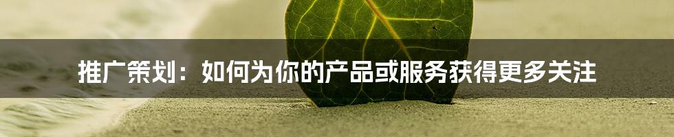 推广策划：如何为你的产品或服务获得更多关注