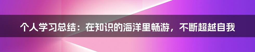 个人学习总结：在知识的海洋里畅游，不断超越自我