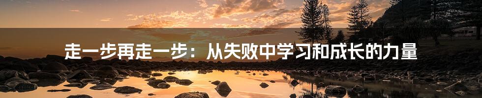 走一步再走一步：从失败中学习和成长的力量