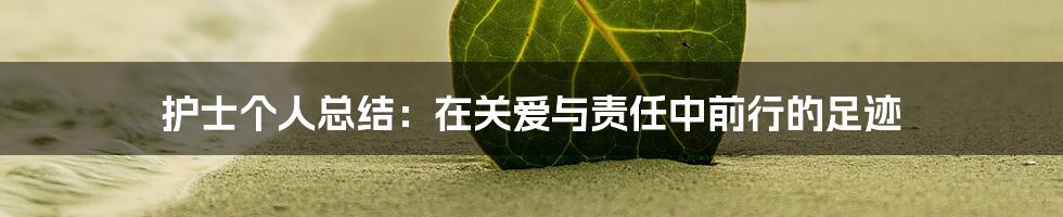 护士个人总结：在关爱与责任中前行的足迹