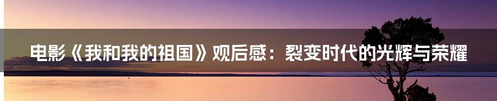 电影《我和我的祖国》观后感：裂变时代的光辉与荣耀