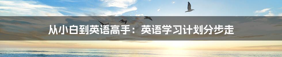 从小白到英语高手：英语学习计划分步走