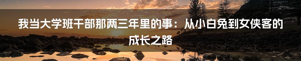 我当大学班干部那两三年里的事：从小白兔到女侠客的成长之路