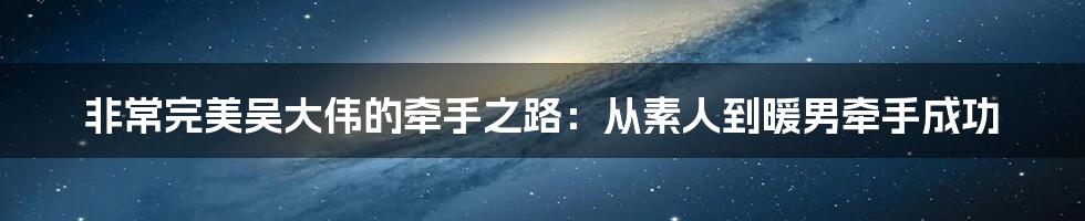 非常完美吴大伟的牵手之路：从素人到暖男牵手成功