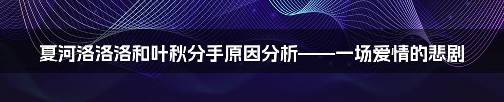 夏河洛洛洛和叶秋分手原因分析——一场爱情的悲剧