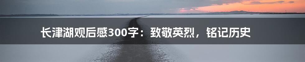 长津湖观后感300字：致敬英烈，铭记历史