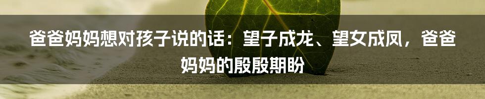 爸爸妈妈想对孩子说的话：望子成龙、望女成凤，爸爸妈妈的殷殷期盼