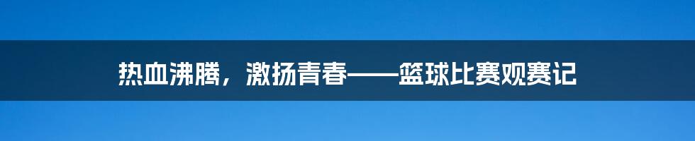 热血沸腾，激扬青春——篮球比赛观赛记