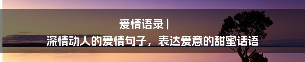 爱情语录 | 深情动人的爱情句子，表达爱意的甜蜜话语