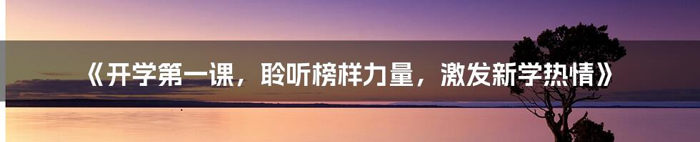 《开学第一课，聆听榜样力量，激发新学热情》