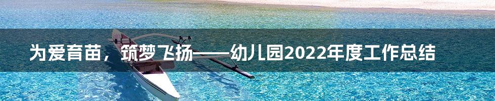 为爱育苗，筑梦飞扬——幼儿园2022年度工作总结