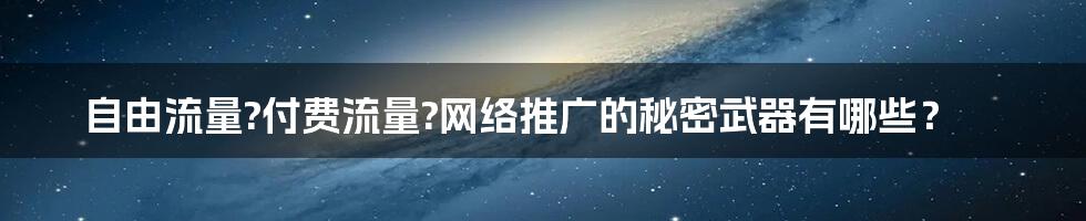 自由流量?付费流量?网络推广的秘密武器有哪些？