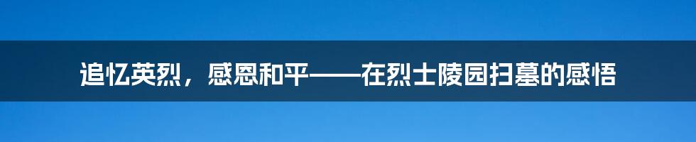 追忆英烈，感恩和平——在烈士陵园扫墓的感悟