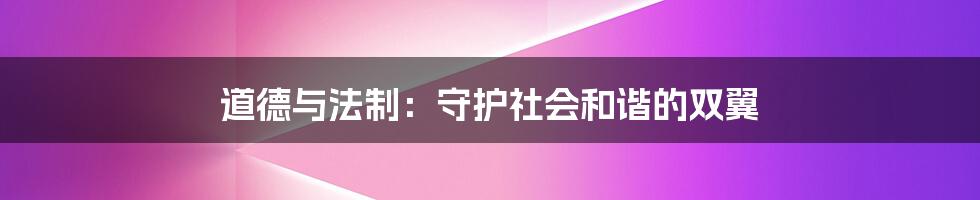 道德与法制：守护社会和谐的双翼