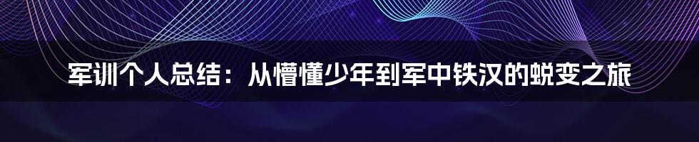 军训个人总结：从懵懂少年到军中铁汉的蜕变之旅