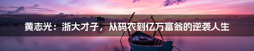 黄志光：浙大才子，从码农到亿万富翁的逆袭人生