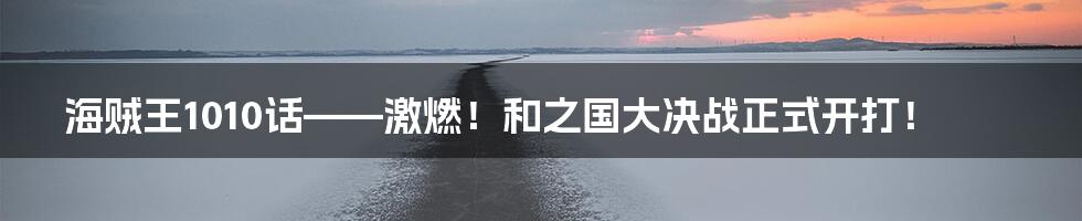 海贼王1010话——激燃！和之国大决战正式开打！