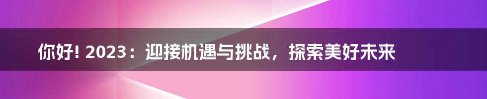 你好! 2023：迎接机遇与挑战，探索美好未来