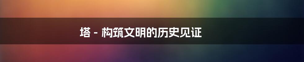 塔 - 构筑文明的历史见证