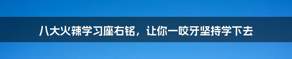 八大火辣学习座右铭，让你一咬牙坚持学下去