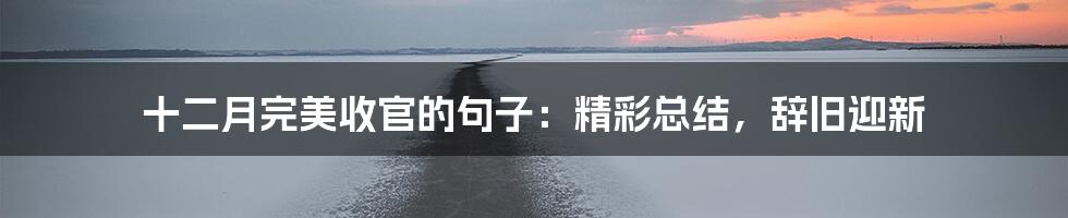 十二月完美收官的句子：精彩总结，辞旧迎新