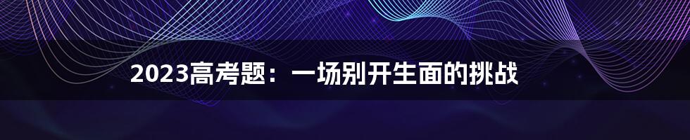 2023高考题：一场别开生面的挑战