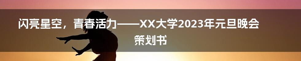 闪亮星空，青春活力——XX大学2023年元旦晚会策划书