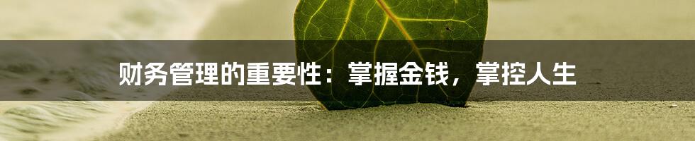 财务管理的重要性：掌握金钱，掌控人生