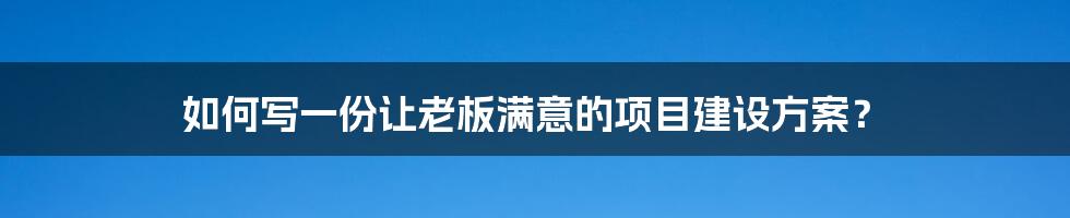 如何写一份让老板满意的项目建设方案？