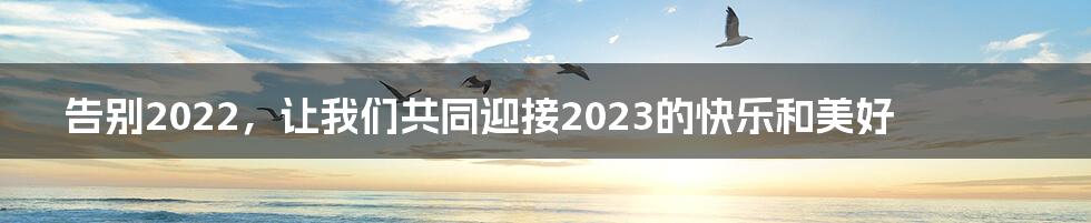 告别2022，让我们共同迎接2023的快乐和美好