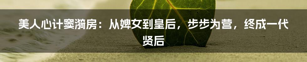 美人心计窦漪房：从婢女到皇后，步步为营，终成一代贤后