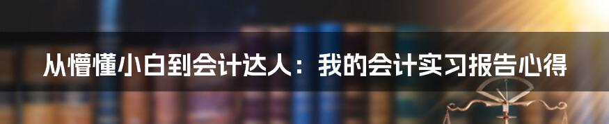 从懵懂小白到会计达人：我的会计实习报告心得